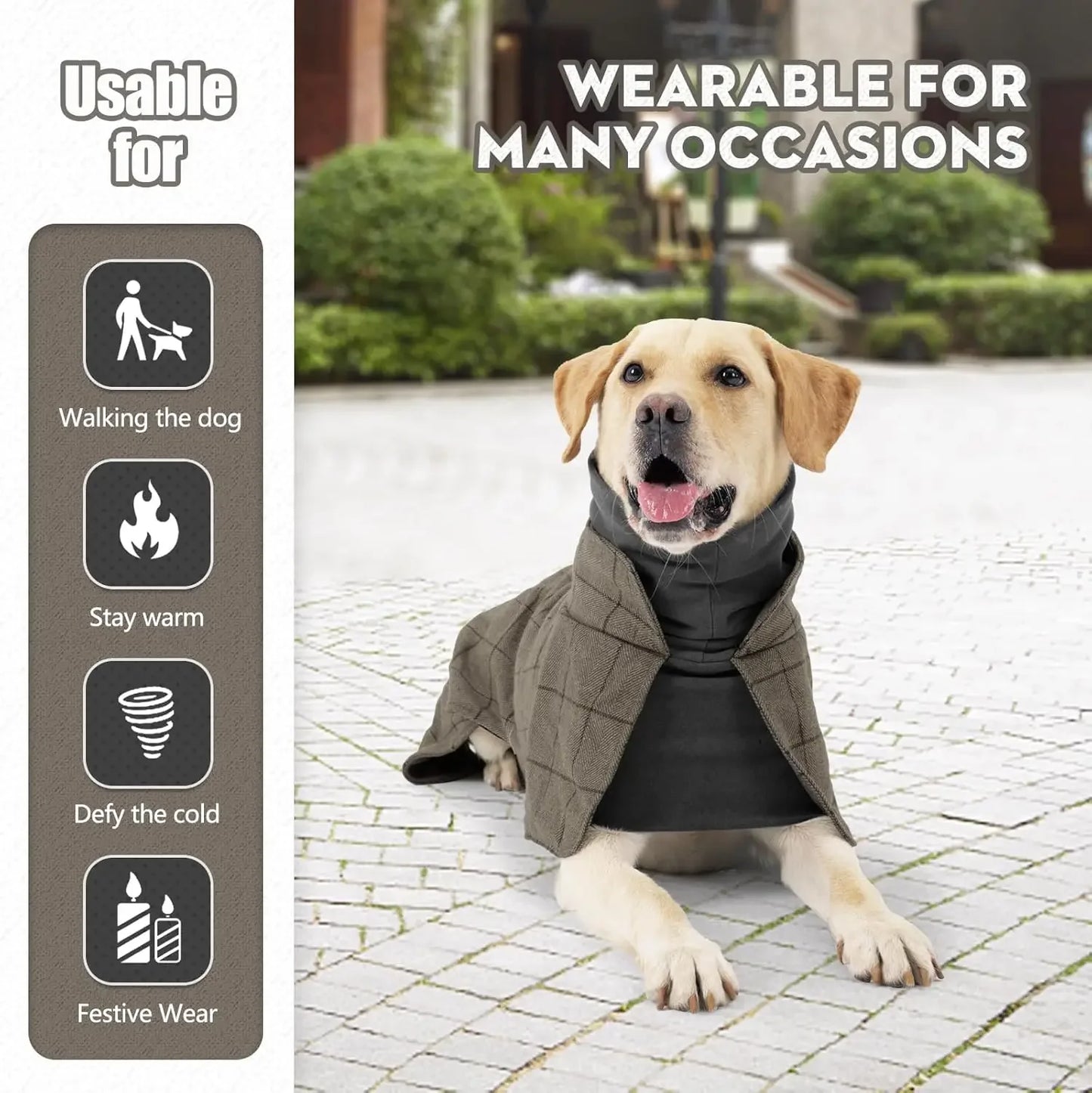 English Plaid Dog Vest - Fleece Lined Windbreaker with Traction Eyelets