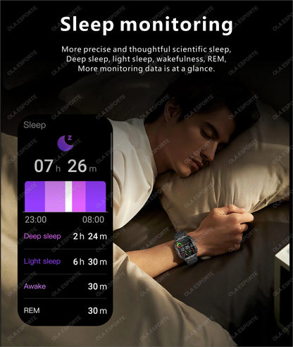 Military Smartwatch for Men – IP68 5ATM Waterproof, Outdoor Fitness Tracker, Health Monitor, Bluetooth