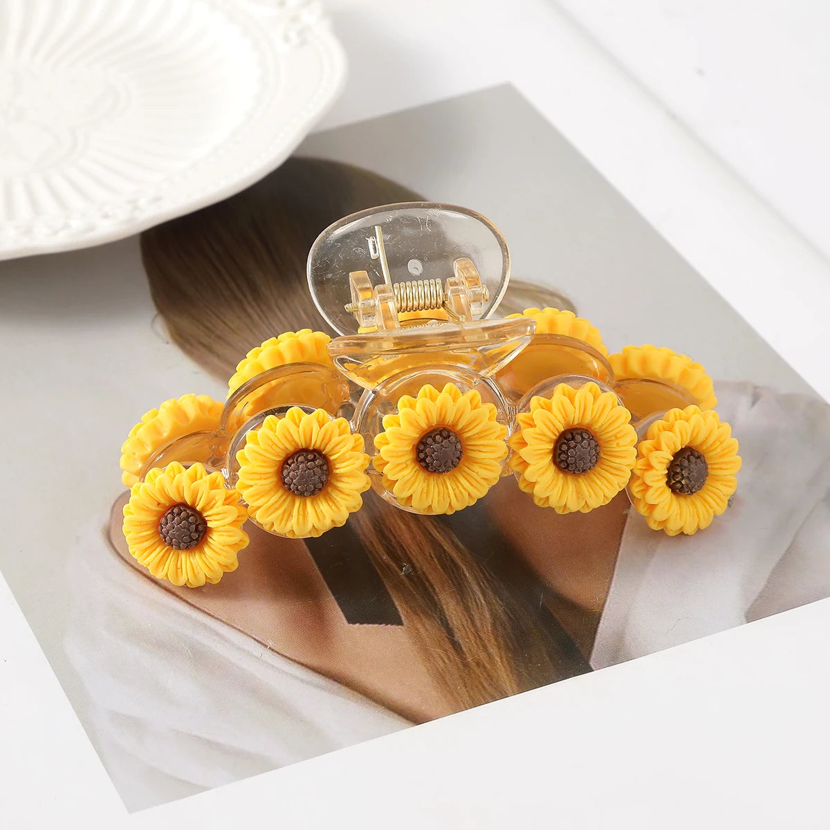 Sweet Flower Hair Claw Clip – Cute Ponytail Hairpin for Women
