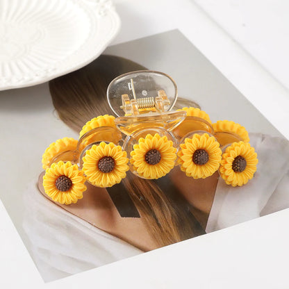 Sweet Flower Hair Claw Clip – Cute Ponytail Hairpin for Women