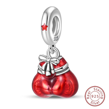 925 Sterling Silver Red Wine, Chili & Dumbbell Charm Bead – Fun DIY Jewelry