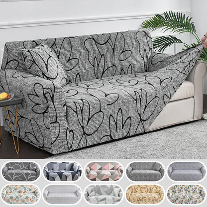 Sofa with a patterned cover and additional images of similar covers.