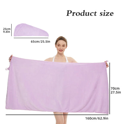 2 Pcs Set Women Camisole Shower Dress Sexy Backless Absorbent Wearable Bath Towel Suspenders Nightdress Dress - BeeTrendyShop.COM