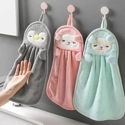 Cute Animal Kids Hand Towel – Soft Hanging Towel for Bathroom & Kitchen