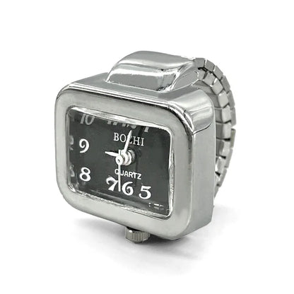 Vintage Punk Finger Watch Mini Elastic Strap Alloy Watches Couple Rings Jewelry Clock Retro Roman Quartz Watch Rings Women Men - BeeTrendyShop.COM