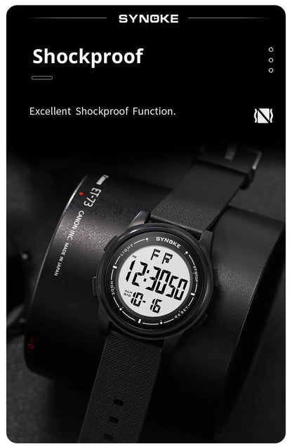 Ultra-Thin Digital Watch – Waterproof, Stopwatch, Wide-Angle Display for Men & Women