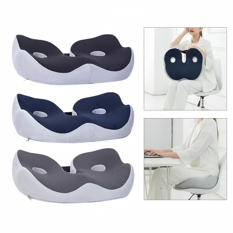 Memory Foam Seat Cushion 48x39cm – Ergonomic Back & Tailbone Pain Relief for Office, Car & Travel