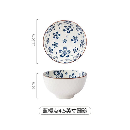 Japanese Ceramic Underglaze Rice Bowl – Colorful Tableware Dishes for Home & Restaurant