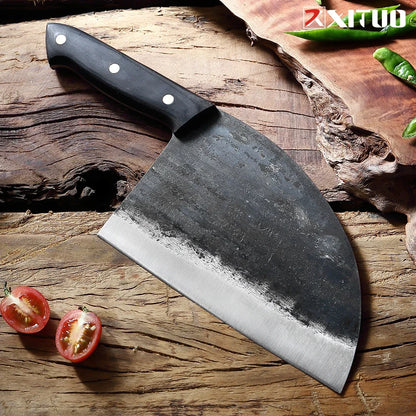 Handmade Forged Cleaver Chef Knife – Full Tang High Hardness Steel Butcher Knife