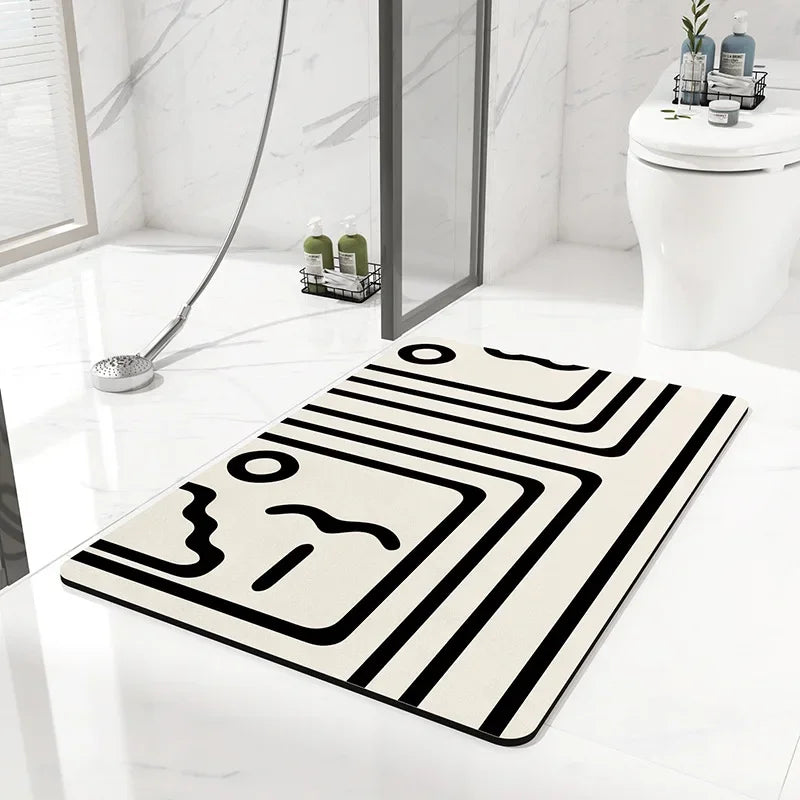 Diatom Mud Bathroom Mat – Nordic Style Anti-Slip Absorbent Toilet Floor Carpet | Soft Diatomite