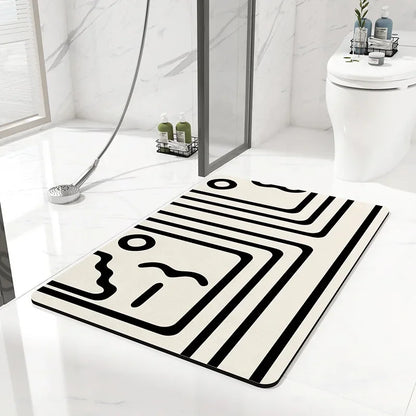 Diatom Mud Bathroom Mat – Nordic Style Anti-Slip Absorbent Toilet Floor Carpet | Soft Diatomite