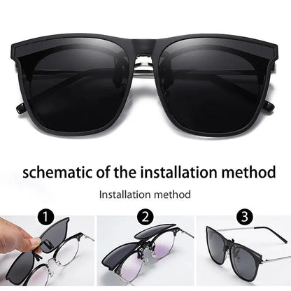 Photochromic Clip-On Sunglasses – Polarized Anti-Glare Night Vision Driver Glasses
