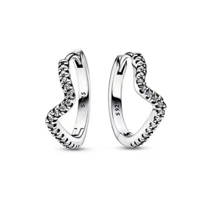 925 Sterling Silver Sparkling Hoop Earrings – Moon Pearl Heart Crystal Jewelry for Women