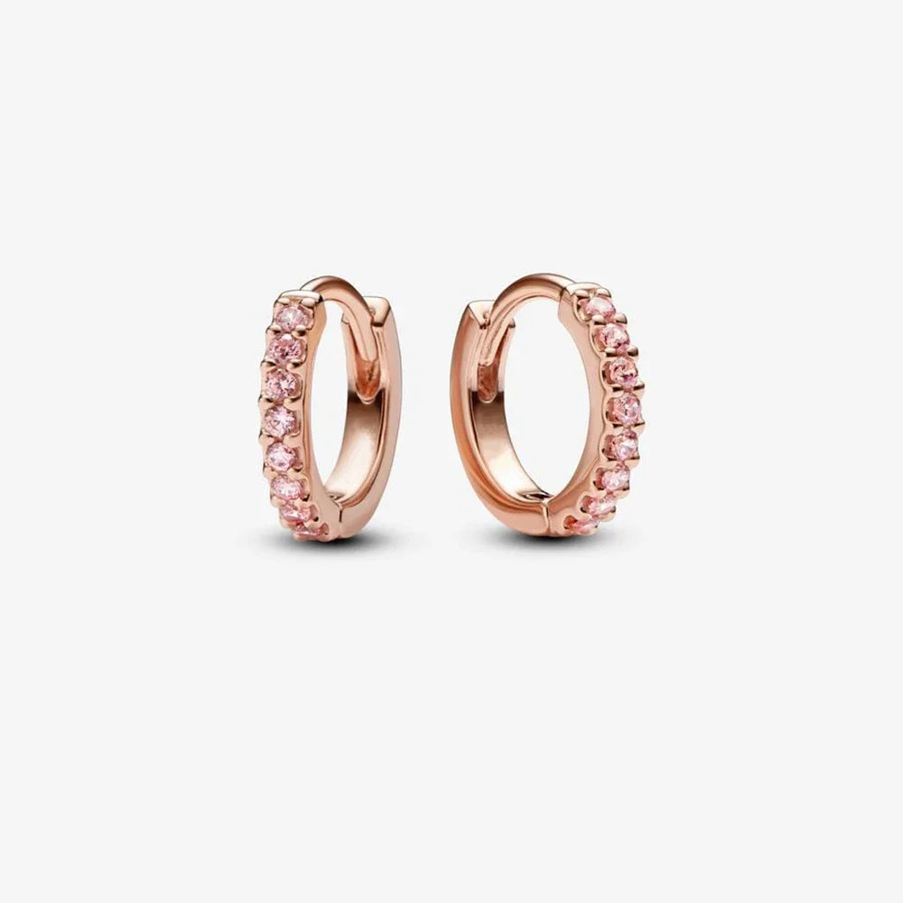 Sparkling Hoop Earrings 925 Sterling Silver Moon Pearl Heart Crystal Luxury Romantic Earing Fit Woman Wedding Party Jewelry Gift