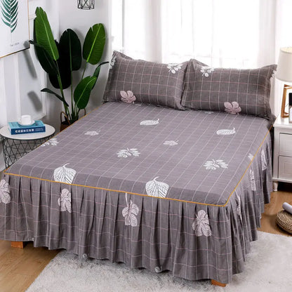 Flower Bedspread Non-Slip Bed Sheet Set – Soft Home Bedding Cover for King & Queen Size (1.5M/1.8M/2M)