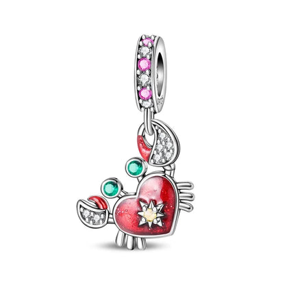 925 Sterling Silver Blue Crab & Red Lobster Charm Bead – Ocean DIY Jewelry