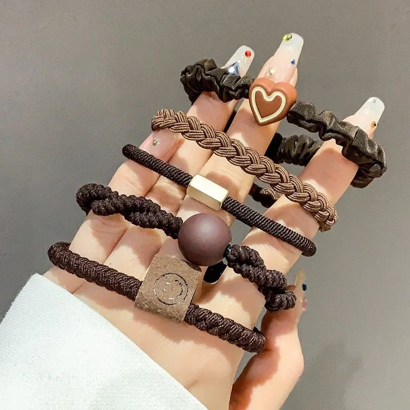 5pcs/Bag Seamless Bow Hair Ties