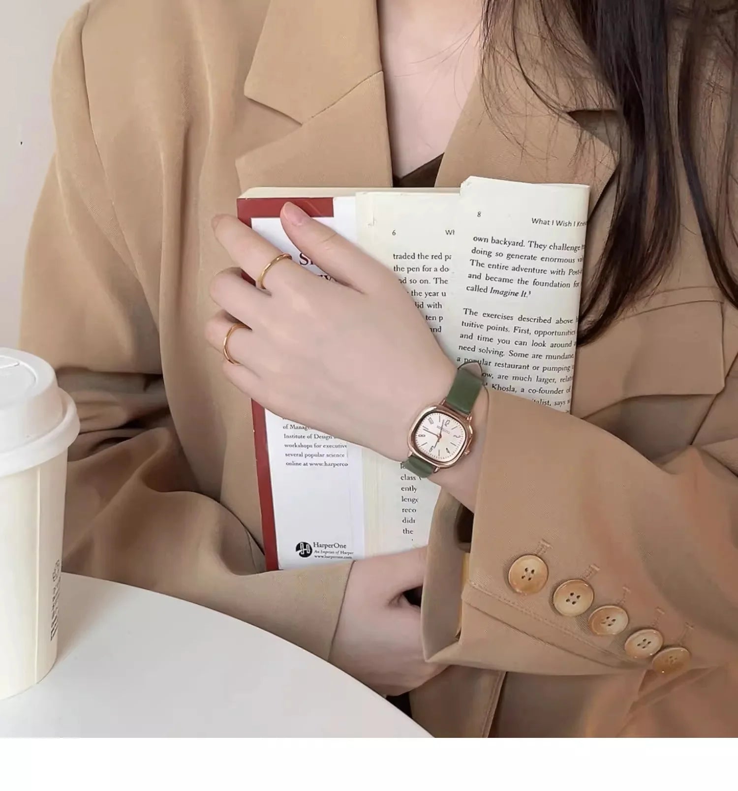 Casual Wrist Watches Retro Square Quartz Digital Mini Dial Leather Strap Fashionable Clock Waterproof Wristwatch for Women - BeeTrendyShop.COM