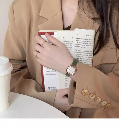 Casual Wrist Watches Retro Square Quartz Digital Mini Dial Leather Strap Fashionable Clock Waterproof Wristwatch for Women - BeeTrendyShop.COM