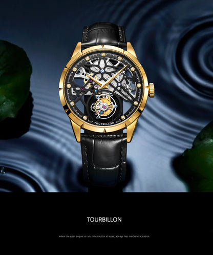 AESOP Flying Tourbillon Skeleton Mechanical Watch – Sapphire Mirror, Men's Luxury Timepiece
