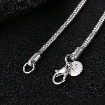 Solid Snake Chain Necklace – 1mm / 2mm / 3mm Silver Tone Unisex Jewelry