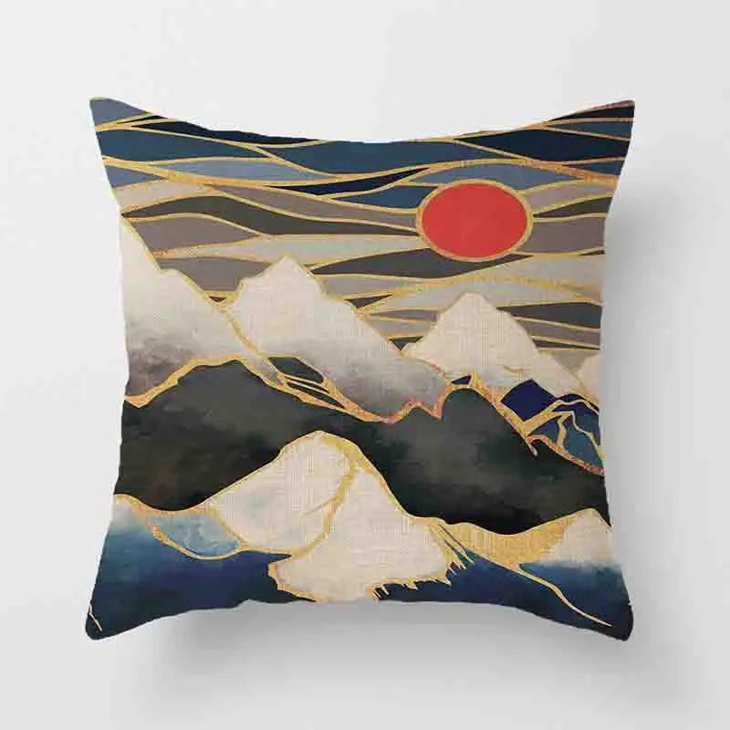 Japanese Geometric Peak Linen Cushion Cover – Encrypted Woven Throw Pillow Case for Sofa & Home