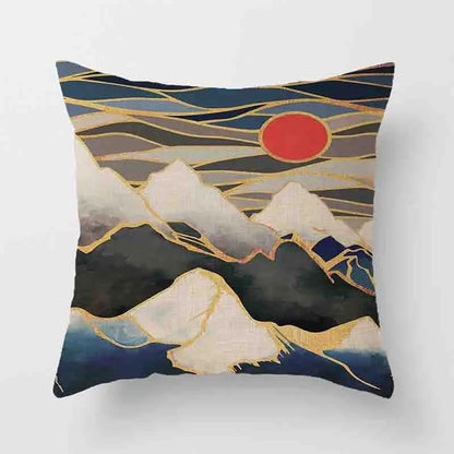 Japanese Geometric Peak Linen Cushion Cover – Encrypted Woven Throw Pillow Case for Sofa & Home