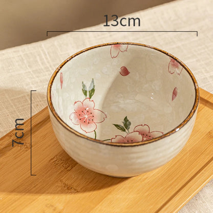 Japanese Style Round Ceramic Bowl – Household Tableware for Rice, Milk, Oats & Breakfast