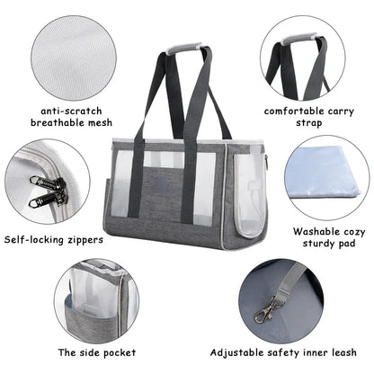 Breathable Pet Carrier Shoulder Bag – Portable Travel Handbag for Cats & Small Dogs