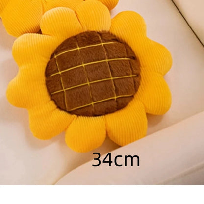 Sunflower Plush Decorative Cushion – Soft Round Pillow for Sofa, Office & Car | 34, 40, 50 & 70cm