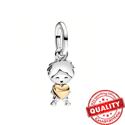 925 Sterling Silver Sunflower & Lucky Stars Charm – Sun Moon Diamond DIY Jewelry