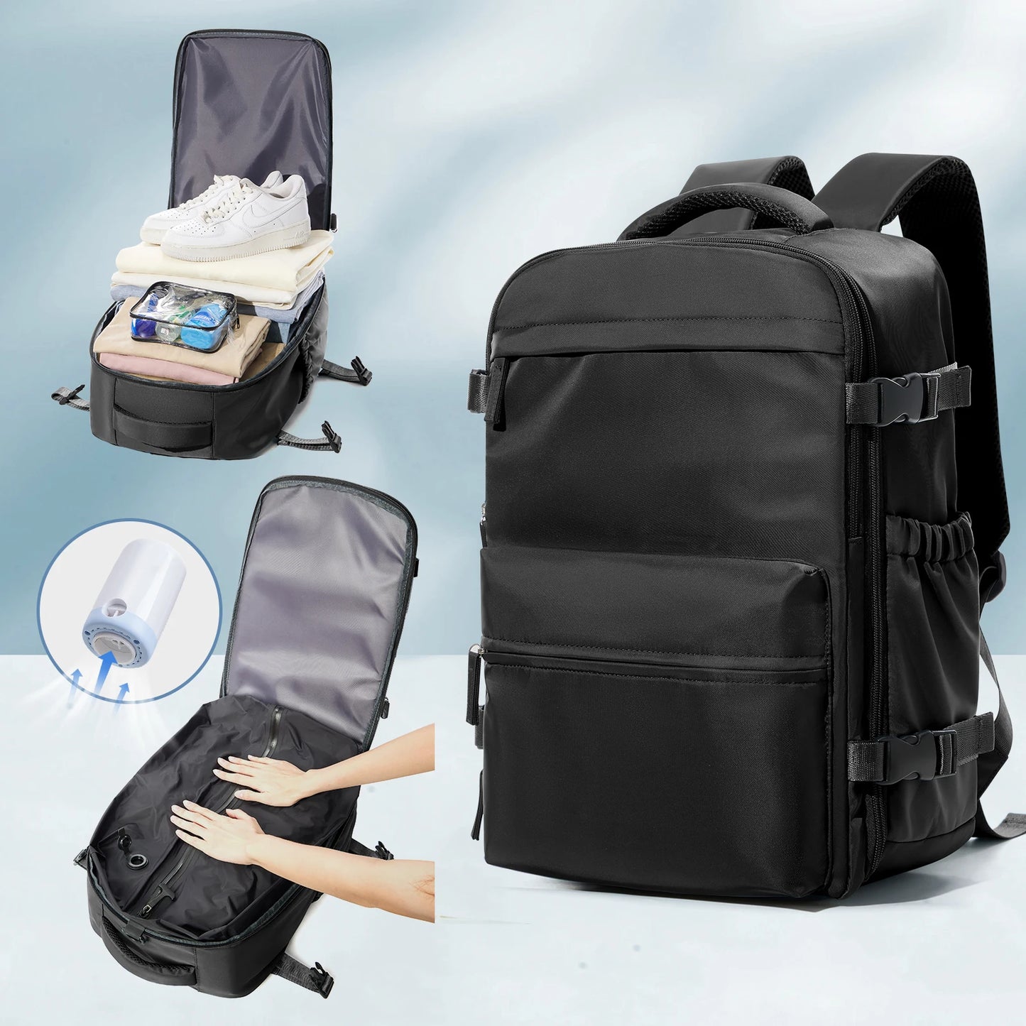Vacuum Compression Backpack Travel Bag for Men – Space-Saving & Lightweight