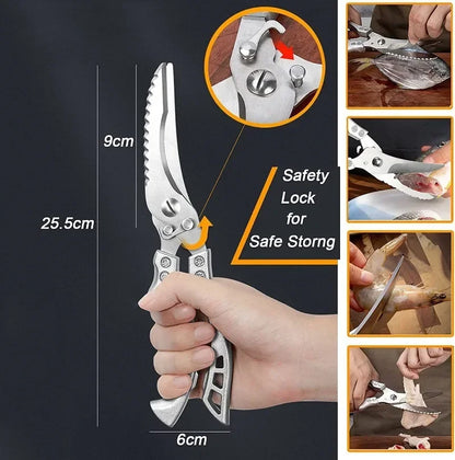 Laser Damascus Kitchen Knife Set – Cleaver, Santoku, Bread, Boning & Kitchen Scissors