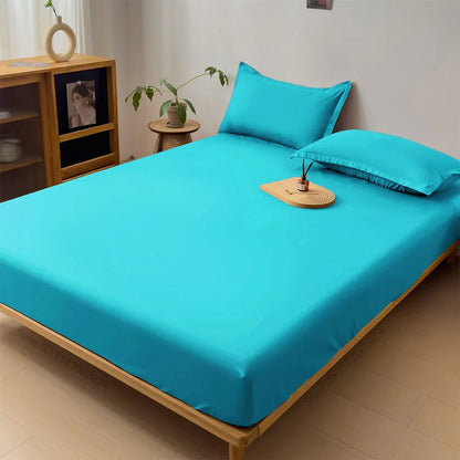 Waterproof Fitted Bed Sheet & Mattress Protector – Elastic Band Coverlet for Single, Double, King & Queen
