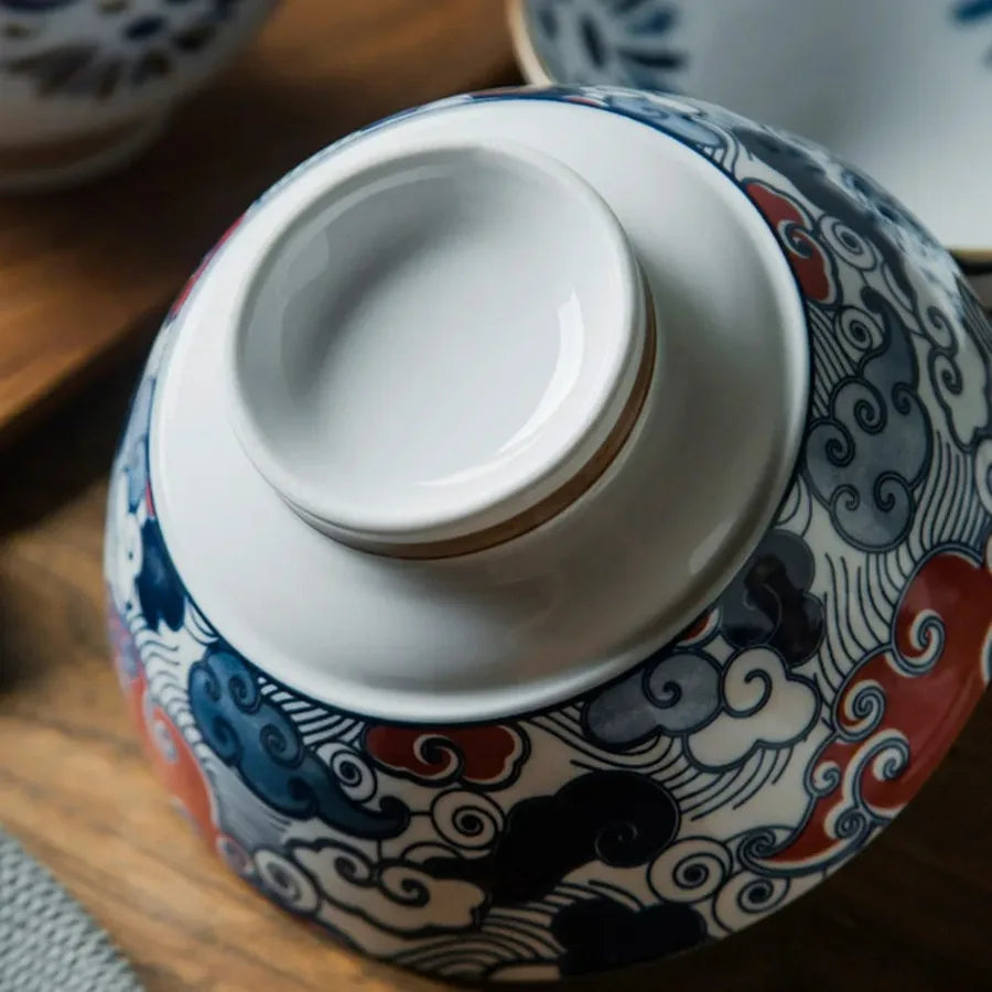 7.5 Inch Japanese Hat Bowl Retro Ceramic Ramen Soup Bowl Fruit Vegetable Salad Noodle Holder Kitchen Tableware Rice Bowl
