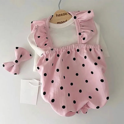 Polka Dot Dog Dress with Suspenders – Luxury Summer Skirt Vest for Small Dogs