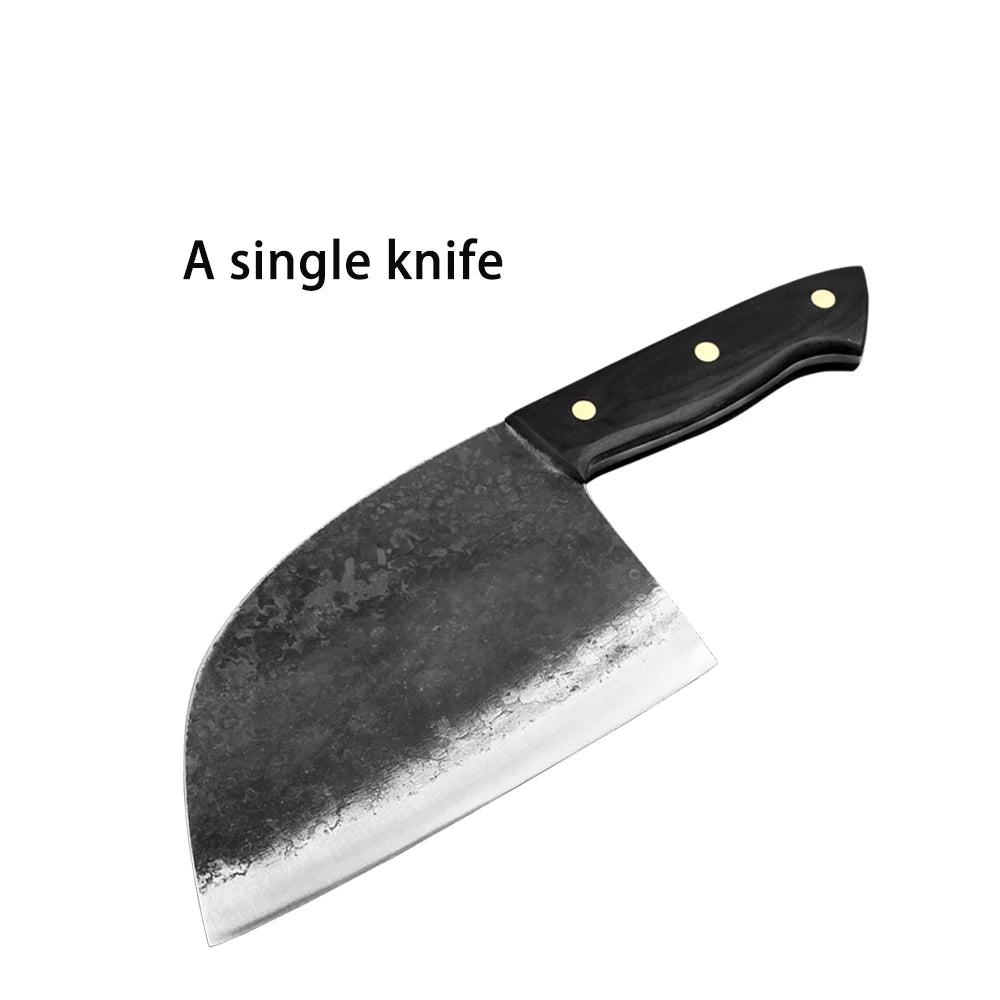 Hand-Forged Professional Butcher Knife Full Tang High-Carbon Steel Sharp Chinese Chef Knife Pork Beef Lamb Poultry Cutting Knife