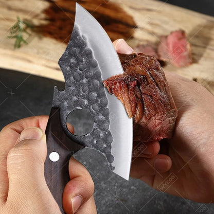 WXCOO Hand Forged Butcher Knife – High Carbon Steel BBQ & Meat Cutting Chef Knife