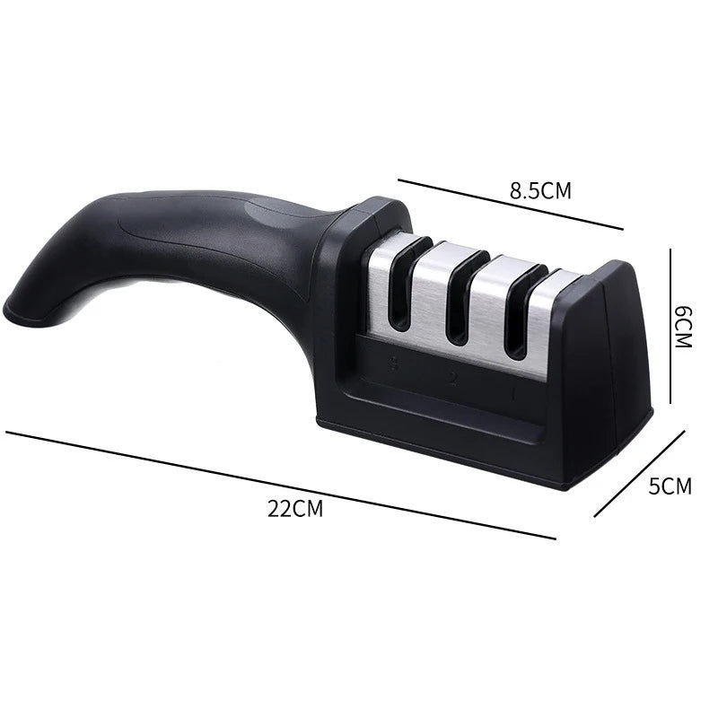 Handheld 3-Stage Knife Sharpener – Multi-Function Quick Sharpening Tool with Non-Slip Base