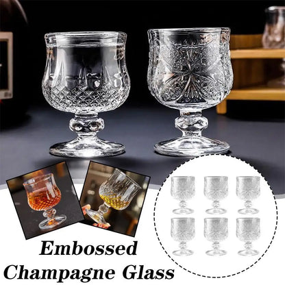 Diamond Carved Crystal Goblet – 6pcs High Foot Glass for Bar & Restaurant