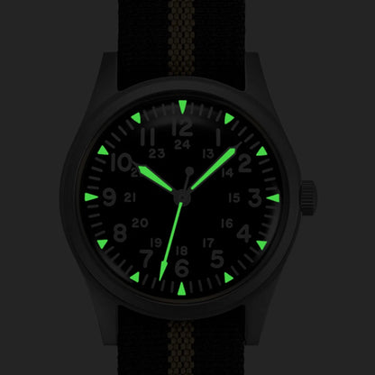 Military Watches for Men 34.5mm Quartz Super 2035 Movement Luminous Retro Wristwatch with Rugged Nylon Band 50m Waterproof - BeeTrendyShop.COM