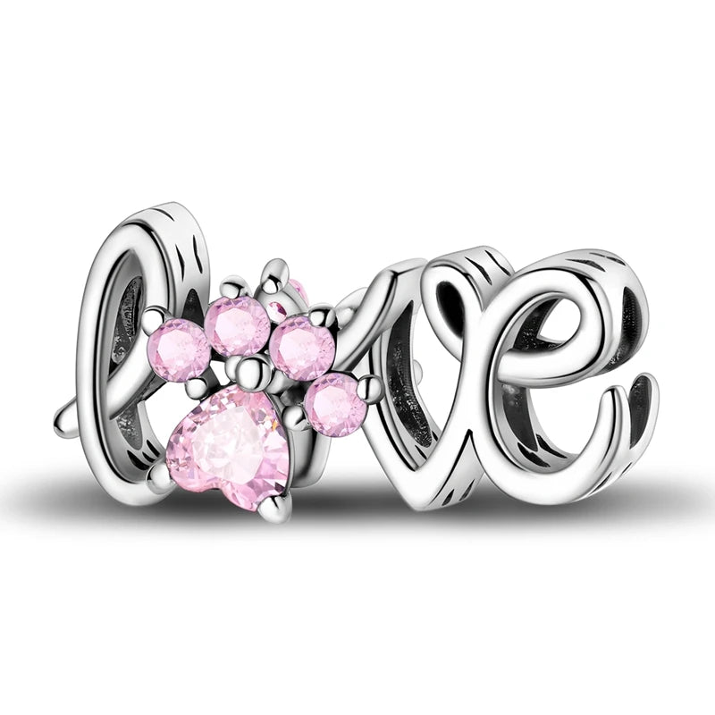 925 Sterling Silver Love Heart Family Charm Bead – DIY Jewelry Gift for Women