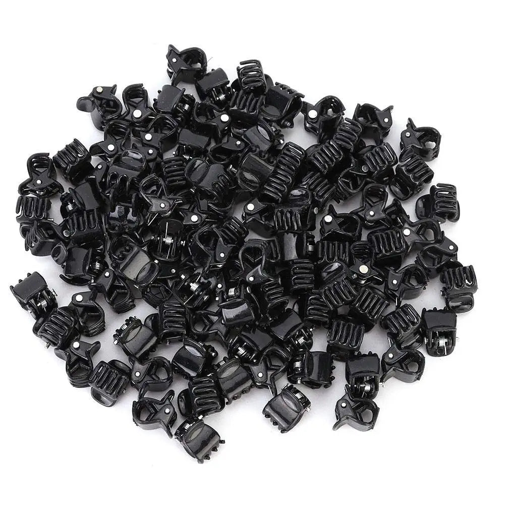 Mini Hair Claw Clips – Black Plastic Hairpins for Women, Girls & Kids