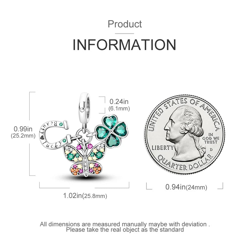 925 Silver Plating Colorful Butterfly Insect Animal Charms Beads Sparkling Zircon Fit Qikaola 925 Original Bracelets DIY Jewelry