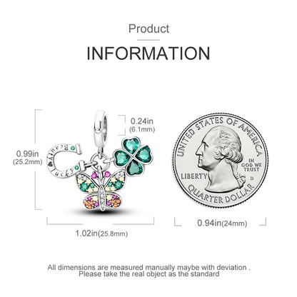 925 Sterling Silver Colorful Butterfly & Insect Zircon Charm Bead – DIY Jewelry