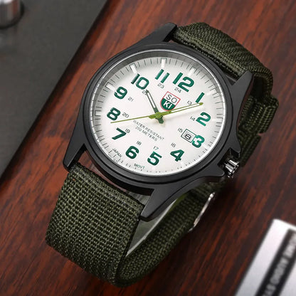 2024 New Fashionable Casual Men Watch Fashion Men's Military Watch Woven Nylon Belt Calendar Quartz Watch Часы Мужски - BeeTrendyShop.COM