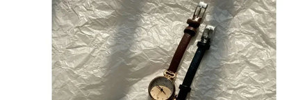 Retro High-end Round Dial Quartz Watches for Women PU Leather Strap Wristwatches Fashion Simple Temperament Girls Watch Gifts - BeeTrendyShop.COM