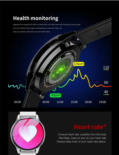 LIGE Smartwatch – Wireless Charging, Bluetooth Calls, Custom Watch Face, Fitness Tracker with Box