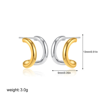 Retro Twist C-Shape Hoop Earrings – Geometric Punk Jewelry for Women