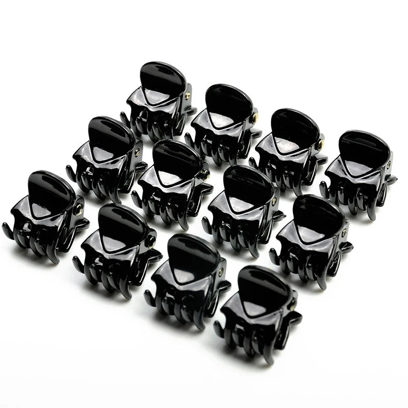 Mini Black Hair Claw Clips – Plastic Ponytail Hairpins for Women & Girls (10/20/30Pcs)